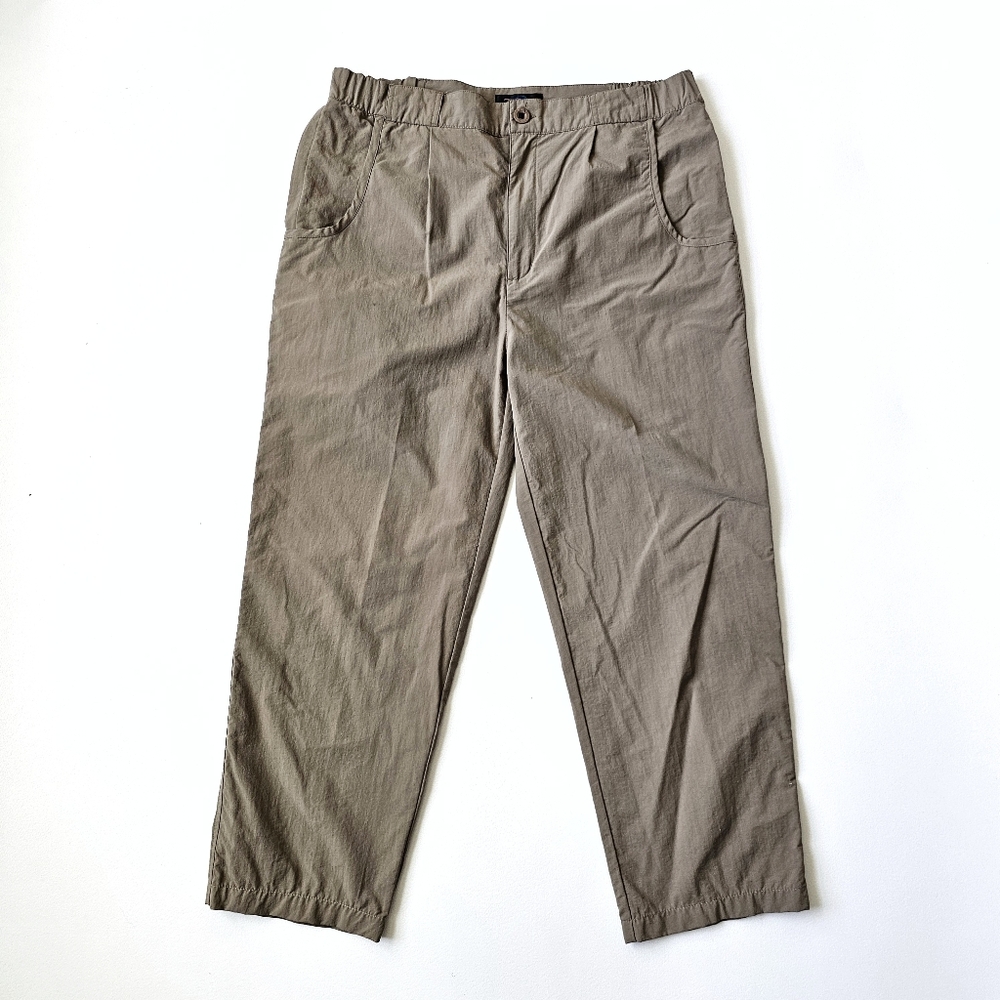 RailRiders Men’s Nylon Travel Hiking Tan Pants Elastic Waist Zip Pockets L